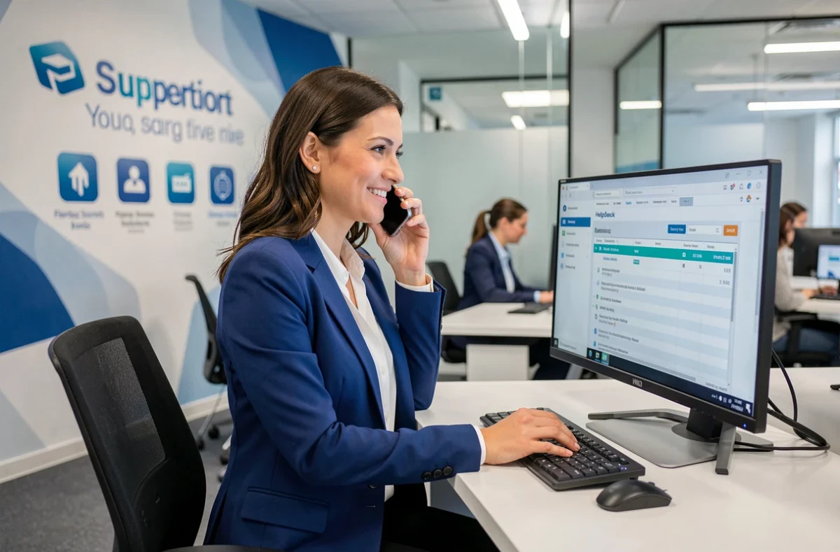 Spécialiste du support informatique d'EverLink Services gérant des demandes clients en centre de services