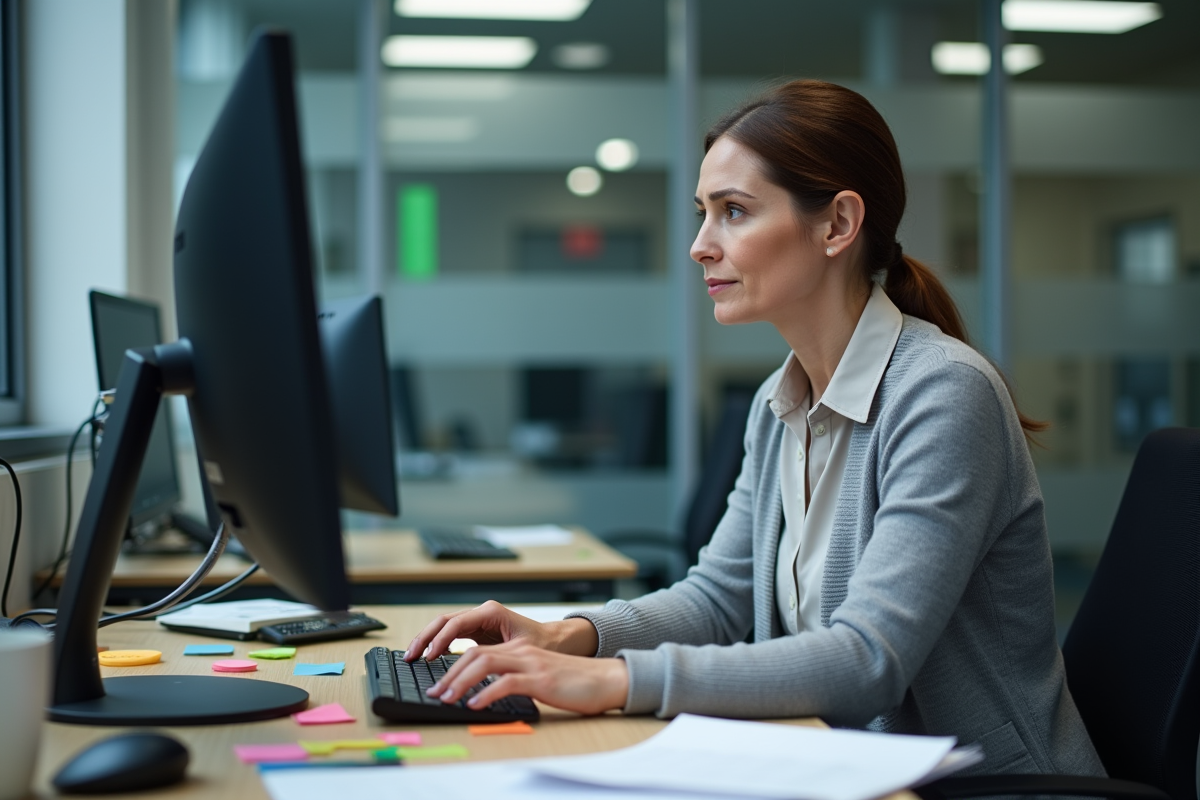 Femme vérifiant son écran d