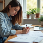 Jeune femme esquissant un wireframe d'une application mobile